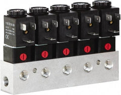 ARO/Ingersoll-Rand - 1/8", CAT Series 3-Way 2-Position Bar Manifold Stacking Solenoid Valve - 24 VDC, 0.062 CV Rate, 3.275" High x 7" Long - Benchmark Tooling