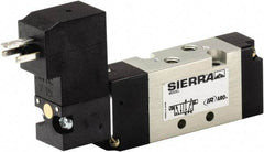 ARO/Ingersoll-Rand - 10-32" Inlet, Solenoid Actuator, Spring Return, 2 Position, Body Ported Solenoid Air Valve - 24 VDC Input, 1/4 CV, 4 Way, 115 psi, 122° Max Temp - Benchmark Tooling
