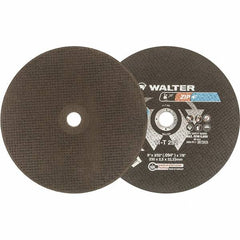 WALTER Surface Technologies - 9" 46 Grit Aluminum Oxide Cutoff Wheel - 3/32" Thick, 7/8" Arbor, 6,600 Max RPM, Use with Angle Grinders - Benchmark Tooling