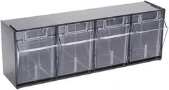 Deflect-o - 4 Compartment, 23-5/8 Inch Wide x 6-5/8 Inch Deep x 8-1/8 Inch High, Covered Modular - Plastic, Black and Clear - Benchmark Tooling