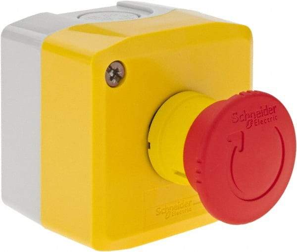 Square D - Extended Mushroom Head, Pushbutton Switch Only - Round, Red Pushbutton, Nonilluminated, Shock and Vibration Resistant - Benchmark Tooling