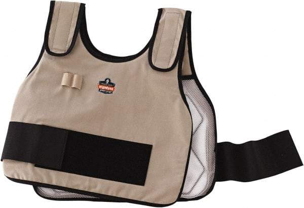 Ergodyne - Size L/XL, Khaki Cooling Vest - 40 to 52" Chest, Hook & Loop Front, PVC, Cotton - Benchmark Tooling