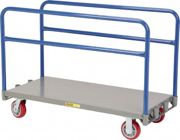 Little Giant - 3,600 Lb Capacity Steel Adjustable Sheet & Panel Truck - Steel Deck, 36" OAW, 72" Platform Length, Polyurethane Casters - Benchmark Tooling