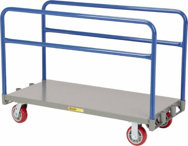Little Giant - 3,600 Lb Capacity Steel Adjustable Sheet & Panel Truck - Steel Deck, 36" OAW, 60" Platform Length, Polyurethane Casters - Benchmark Tooling
