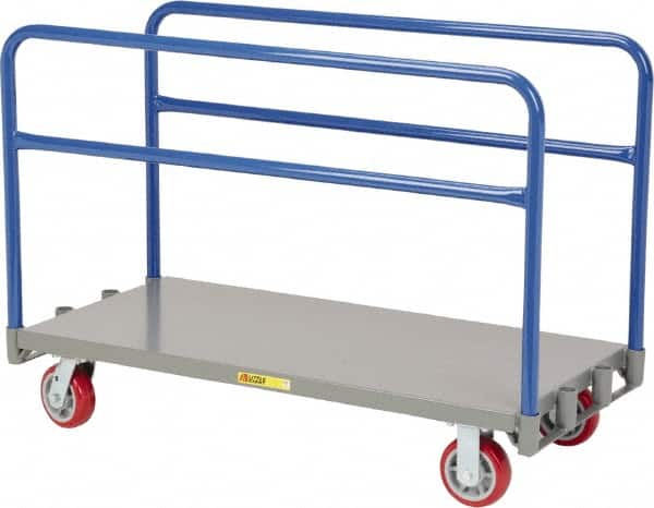 Little Giant - 3,600 Lb Capacity Steel Adjustable Sheet & Panel Truck - Steel Deck, 24" OAW, 60" Platform Length, Polyurethane Casters - Benchmark Tooling