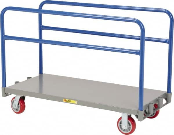Little Giant - 3,600 Lb Capacity Steel Adjustable Sheet & Panel Truck - Steel Deck, 30" OAW, 48" Platform Length, Polyurethane Casters - Benchmark Tooling