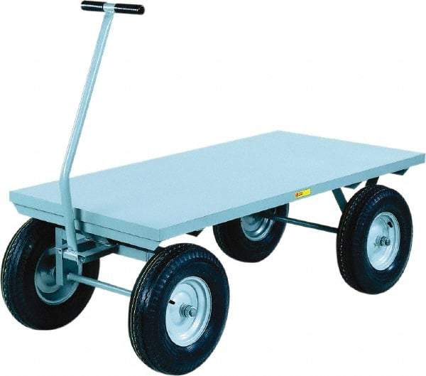 Little Giant - 3,000 Lb Capacity Steel Wagon Truck - Steel Deck, 36" OAW, 60" Platform Length x 18-1/2" Platform Height, Pneumatic Casters - Benchmark Tooling