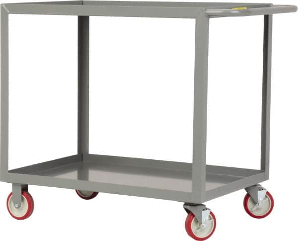 Little Giant - 1,200 Lb Capacity, 30" Wide x 48" Long x 35" High Service Cart - 2 Shelf, Steel, 2 Rigid/2 Swivel Casters - Benchmark Tooling
