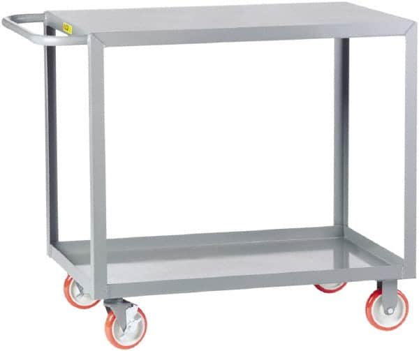 Little Giant - 1,200 Lb Capacity, 24" Wide x 48" Long x 35" High Service Cart - 2 Shelf, Steel, 2 Rigid/2 Swivel Casters - Benchmark Tooling