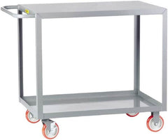 Little Giant - 1,200 Lb Capacity, 24" Wide x 48" Long x 35" High Service Cart - 2 Shelf, Steel, 2 Rigid/2 Swivel Casters - Benchmark Tooling
