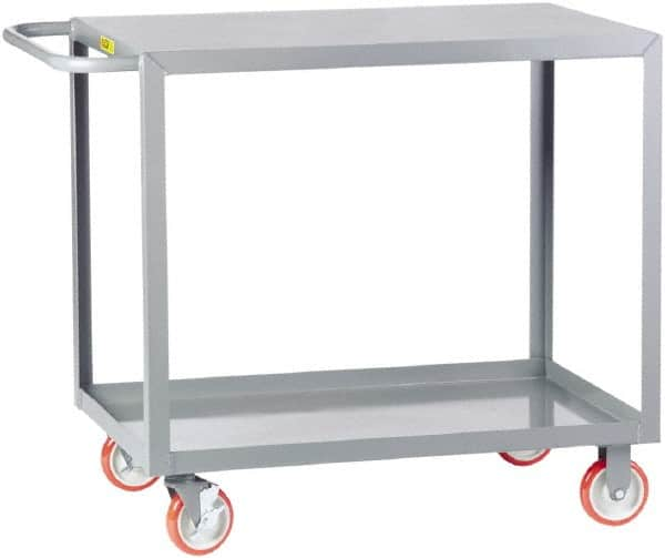 Little Giant - 1,200 Lb Capacity, 30" Wide x 60" Long x 35" High Service Cart - 2 Shelf, Steel, 2 Rigid/2 Swivel Casters - Benchmark Tooling