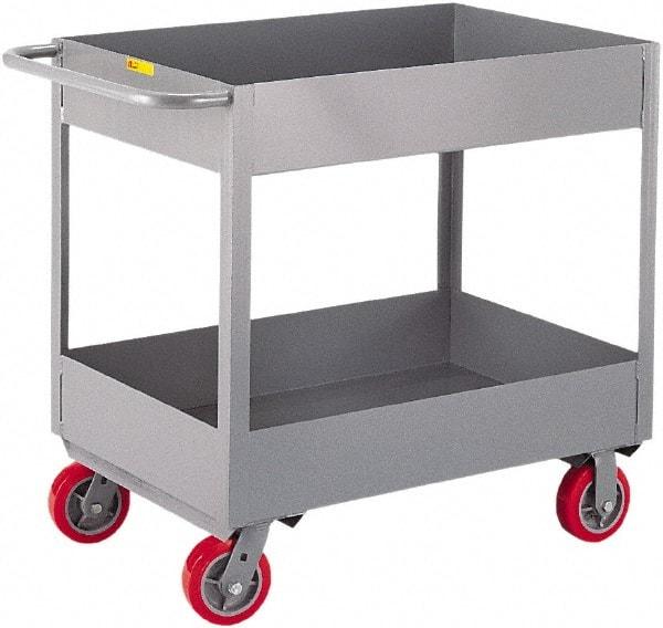 Little Giant - 1,200 Lb Capacity, 18" Wide x 30" Long x 35" High Deep Shelf Cart - 2 Shelf, Steel, 2 Rigid/2 Swivel Casters - Benchmark Tooling