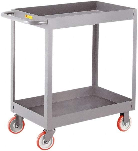 Little Giant - 1,200 Lb Capacity, 18" Wide x 30" Long x 35" High Deep Shelf Cart - 2 Shelf, Steel, 2 Rigid/2 Swivel Casters - Benchmark Tooling