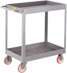 Little Giant - 1,200 Lb Capacity, 24" Wide x 48" Long x 35" High Deep Shelf Cart - 2 Shelf, Steel, 2 Rigid/2 Swivel Casters - Benchmark Tooling