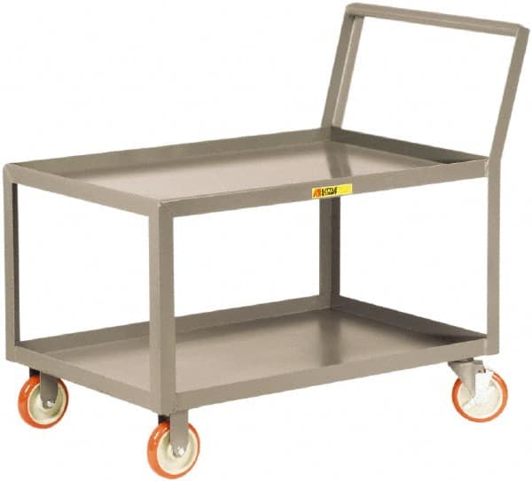 Little Giant - 1,200 Lb Capacity, 30" Wide x 60" Long x 35-3/4" High Standard Utility Cart - 2 Shelf, Steel, 2 Rigid/2 Swivel Casters - Benchmark Tooling