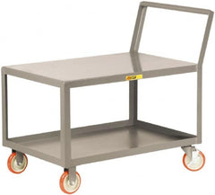 Little Giant - 1,200 Lb Capacity, 30" Wide x 60" Long x 35-3/4" High Standard Utility Cart - 2 Shelf, Steel, 2 Rigid/2 Swivel Casters - Benchmark Tooling