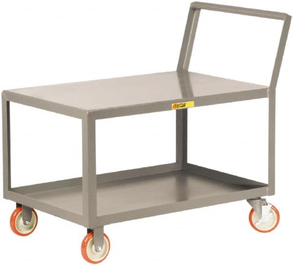 Little Giant - 1,200 Lb Capacity, 18" Wide x 32" Long x 35-3/4" High Standard Utility Cart - 2 Shelf, Steel, 2 Rigid/2 Swivel Casters - Benchmark Tooling