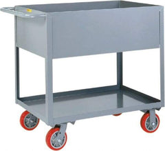 Little Giant - 1,200 Lb Capacity, 24" Wide x 36" Long x 35" High Deep Shelf Cart - 2 Shelf, Steel, 2 Rigid/2 Swivel Casters - Benchmark Tooling