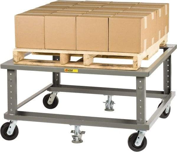 Little Giant - 3,600 Lb Capacity Steel Adjustable Height Pallet Stand - 48" Long x 40" Wide x 24" High, 6" Wheels - Benchmark Tooling