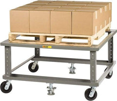 Little Giant - 3,600 Lb Capacity Steel Adjustable Height Pallet Stand - 48" Long x 42" Wide x 24" High, 6" Wheels - Benchmark Tooling