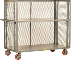 Little Giant - 3,600 Lb Capacity, 2 Shelf, 3-Sided Steel Bulk Truck - 60" Long x 30" Wide x 57" High, 6" Diam Polyurethane Wheels - Benchmark Tooling
