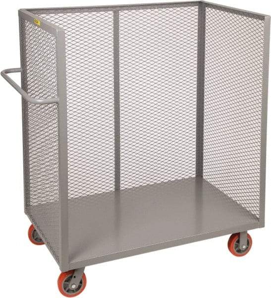 Little Giant - 3,600 Lb Capacity, 1 Shelf, 3-Sided Steel Bulk Truck - 60" Long x 30" Wide x 57" High, 6" Diam Polyurethane Wheels - Benchmark Tooling