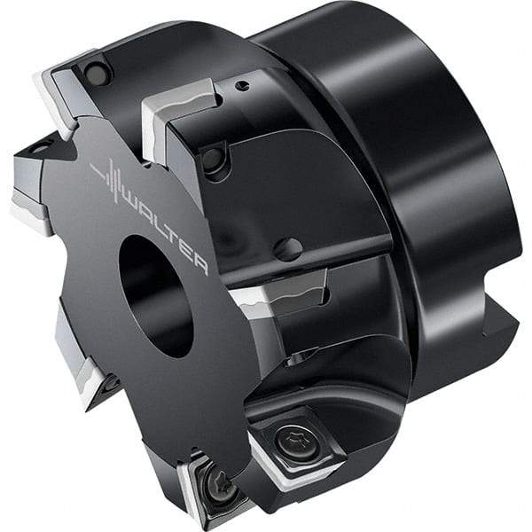 Walter - 7 Inserts, 63.5mm Cut Diam, 25.4mm Arbor Diam, Indexable Square-Shoulder Face Mill - 0° Lead Angle, 40mm High, Through Coolant, Series M4132-UB1 - Benchmark Tooling