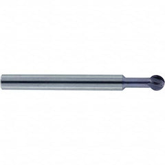 Accupro - 1/2" Diam, 0.427" LOC, 4 Flute Solid Carbide Ball End Mill - nACo Finish, Single End, 3" OAL, 1/2" Shank Diam, Undercutting - Benchmark Tooling