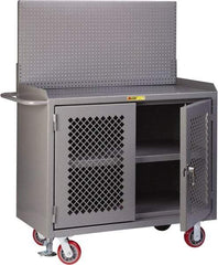 Little Giant - Mobile Bench Cabinet with Pegboard Panel - Steel, Gray, 48" Long x 24" Deep x 65" High - Benchmark Tooling