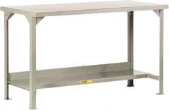 Little Giant - 72 Wide x 36" Deep x 36" High, 12 Gauge Steel Workbench - Edge Turned Down, Fixed Legs, Gray - Benchmark Tooling