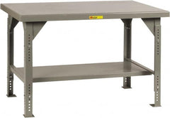 Little Giant - 72 Wide x 30" Deep x 28" High, 7 Gauge Steel Workbench - Comfort Edge, Adjustable Height Legs, Gray - Benchmark Tooling