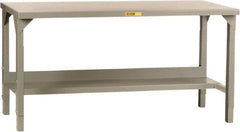 Little Giant - 60 Wide x 30" Deep x 27" High, 12 Gauge Steel Workbench - Edge Turned Down, Adjustable Height Legs, Gray - Benchmark Tooling