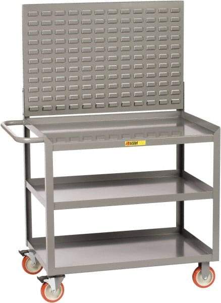 Little Giant - 1,200 Lb Capacity, 3 Shelf, 3 Drawer Mobile Workstation - 53-1/2" Wide x 24" Deep x 60" High, Gray - Benchmark Tooling