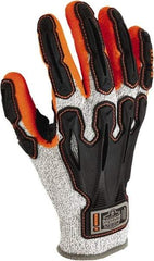 Ergodyne - Size L Synthetic Blend Cut Resistant Work Gloves - For Mechanic's & Lifting, Knit Wrist Cuff, Full Fingered, Gray/Orange, Paired - Benchmark Tooling