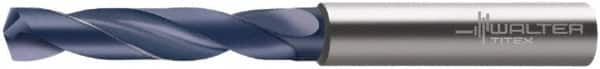Walter-Titex - 13.49mm 140° Spiral Flute Solid Carbide Screw Machine Drill Bit - TiAlN Finish, Right Hand Cut, 1.593" Flute Length, 4" OAL, Special Type Point, Straight Shank - Benchmark Tooling