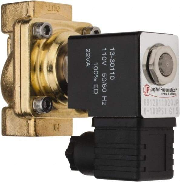 PRO-SOURCE - 1/2", 2/2 Way Stacking Solenoid Valve - 110 VAC, 4.12 CV Rate, 3.98" High x 2.76" Long - Benchmark Tooling