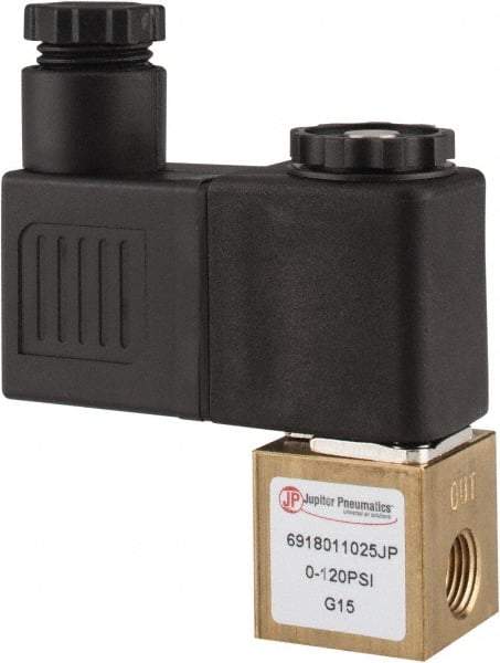 PRO-SOURCE - 1/8", 2/2 Way Square Body Stacking Solenoid Valve - 110 VAC, 0.1 CV Rate, 2.83" High x 2.3" Long - Benchmark Tooling