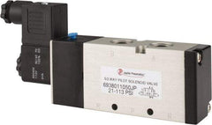 PRO-SOURCE - 3/8", 5/2 Way Single Stacking Solenoid Valve - 110 VAC, 1.9 CV Rate, 2.81" High x 6.22" Long - Benchmark Tooling