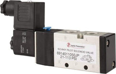 PRO-SOURCE - 1/4", 5/2 Way Single Stacking Solenoid Valve - 110 VAC, 0.98 CV Rate, 2.6" High x 5.12" Long - Benchmark Tooling