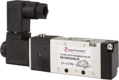 PRO-SOURCE - 1/8", 5/2 Way Body Ported Stacking Solenoid Valve - 24 VDC, 0.6 CV Rate, 1.36" High x 3.88" Long - Benchmark Tooling