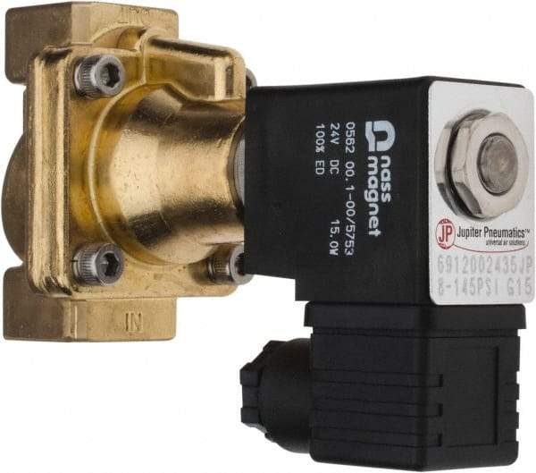 PRO-SOURCE - 1/2", 2/2 Way Steam Series Stacking Solenoid Valve - 24 VDC, 4.5 CV Rate, 4.19" High x 2.76" Long - Benchmark Tooling