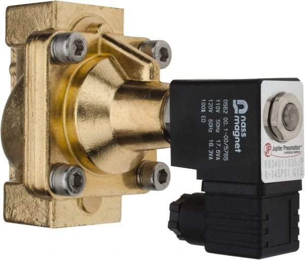 PRO-SOURCE - 3/4", 2/2 Way Steam Series Stacking Solenoid Valve - 110 VAC, 12 CV Rate, 4.98" High x 3.94" Long - Benchmark Tooling