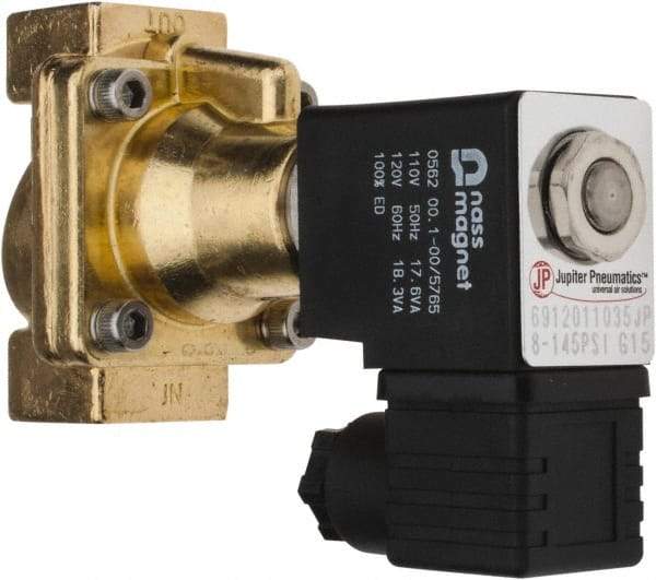 PRO-SOURCE - 1/2", 2/2 Way Steam Series Stacking Solenoid Valve - 110 VAC, 4.5 CV Rate, 4.19" High x 2.76" Long - Benchmark Tooling