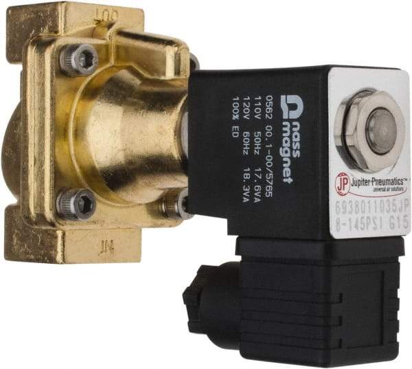 PRO-SOURCE - 3/8", 2/2 Way Steam Series Stacking Solenoid Valve - 110 VAC, 4.5 CV Rate, 4.19" High x 2.76" Long - Benchmark Tooling