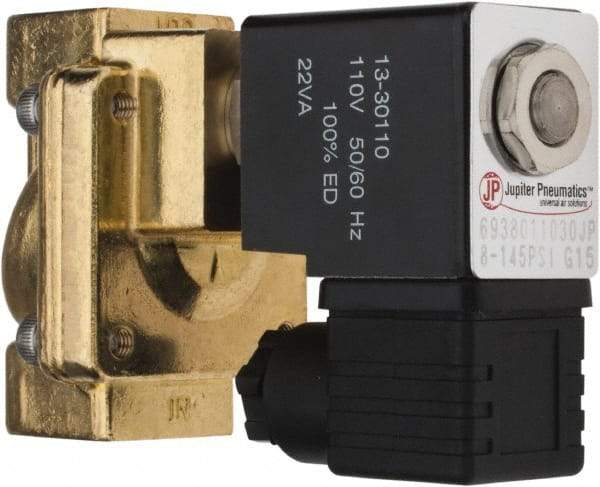 PRO-SOURCE - 3/8", 2/2 Way Stacking Solenoid Valve - 110 VAC, 4.5 CV Rate, 4.19" High x 2.83" Long - Benchmark Tooling