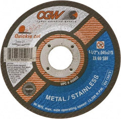 Camel Grinding Wheels - 60 Grit, 6" Wheel Diam, Type 27 Depressed Center Wheel - Medium Grade, Zirconia Alumina, Resinoid Bond, S Hardness, 10,200 Max RPM - Benchmark Tooling