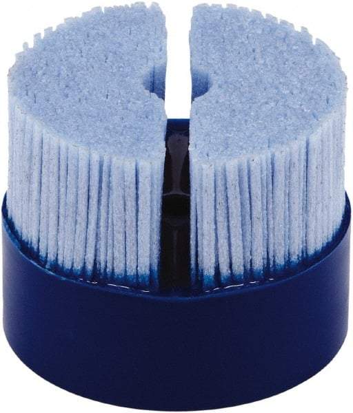 Tanis - 2" 120 Grit Ceramic Crimped Disc Brush - Drive Arbor Connector, 1-1/4" Trim Length, 3/8" Arbor Hole - Benchmark Tooling