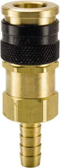 Parker - Hose Barb Industrial Pneumatic Hose Coupler - Brass, 3/8" Body Diam, 3/8" Hose ID - Benchmark Tooling