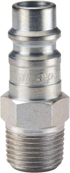 Parker - 1/2-14 Male NPTF European High Flow Pneumatic Hose Connector - Steel, 3/8" Body Diam - Benchmark Tooling
