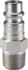 Parker - 1/2-14 Male NPTF European High Flow Pneumatic Hose Connector - Steel, 3/8" Body Diam - Benchmark Tooling